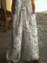 Women Floral Crew Neck Sleeveless Casual Summer Jumpsuit