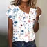 Women Geometric Short Sleeve Tee T-shirt Asymmetrical Buckle Vintage Summer Top