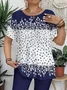 Women Floral Short Sleeve Tee T-shirt Crew Neck Printing Casual Summer Graphic Tee Top