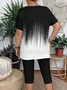 Women Abstract Short Sleeve Tee T-shirt Crew Neck Casual Summer Graphic Tee Top