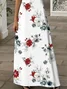 Women Floral Short Sleeve Summer Printing Dress V Neck Daily Casual Maxi X-Line Dress