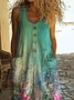 Women Floral Crew Neck Sleeveless Casual Summer Jumpsuit