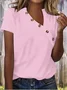 Women Plain Short Sleeve Tee T-shirt Asymmetrical Buckle Vintage Summer Top