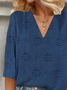 Women Floral Three Quarter Sleeve Blouse Spring/Fall Printing V Neck Daily Casual Top