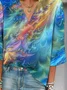 Women Abstract Three Quarter Sleeve Blouse Spring/Fall Printing V Neck Daily Casual Top