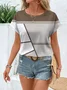Women Striped Short Sleeve Tee T-shirt Crew Neck Printing Casual Summer Graphic Tee Top