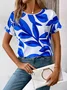 Women Floral Short Sleeve Tee T-shirt Crew Neck Printing Casual Summer Graphic Tee Top
