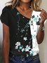 Women Geometric Short Sleeve Tee T-shirt Asymmetrical Buckle Vintage Summer Top
