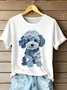Women Animal Short Sleeve Tee T-shirt Crew Neck Vintage Summer Top