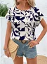 Women Geometric Short Sleeve Tee T-shirt Crew Neck Printing Casual Summer Graphic Tee Top