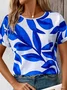 Women Floral Short Sleeve Tee T-shirt Crew Neck Printing Casual Summer Graphic Tee Top