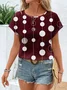 Women Polka Dots Short Sleeve Tee T-shirt Crew Neck Printing Casual Summer Graphic Tee Top