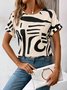 Women Abstract Short Sleeve Tee T-shirt Crew Neck Printing Casual Summer Graphic Tee Top