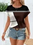 Women Striped Short Sleeve Tee T-shirt Crew Neck Printing Casual Summer Graphic Tee Top