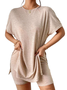 Women Plain Two-Piece Set Daily Half Sleeve Casual Summer Top With Pants Matching Set