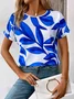 Women Floral Short Sleeve Tee T-shirt Crew Neck Printing Casual Summer Graphic Tee Top