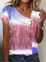 Women Geometric Short Sleeve Tee T-shirt Asymmetrical Buckle Vintage Summer Top