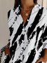 Women Abstract Long Sleeve Shirt Spring/Fall Buckle Shirt Collar Daily Casual Top