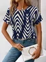 Women Striped Short Sleeve Tee T-shirt Crew Neck Printing Casual Summer Graphic Tee Top