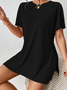 Women Plain Two-Piece Set Daily Half Sleeve Casual Summer Top With Pants Matching Set