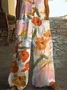 Women Floral Crew Neck Sleeveless Casual Summer Jumpsuit