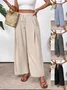 Women Plain Long Elastic Waist Pants Casual Spring/Fall Trousers