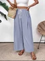 Women Plain Long Elastic Waist Pants Casual Spring/Fall Trousers