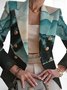 Women Floral Spring/Fall Outerwear Vintage Printing Long Sleeve Regular Blazer