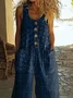 Women Geometric Crew Neck Sleeveless Casual Summer Jumpsuit
