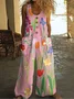 Women Floral Crew Neck Sleeveless Casual Summer Jumpsuit