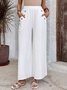 Women Plain Long Elastic Waist Pants Casual Spring/Fall Trousers