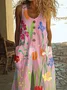 Women Floral Crew Neck Sleeveless Casual Summer Jumpsuit