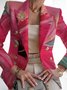 Women Floral Spring/Fall Outerwear Vintage Printing Long Sleeve Regular Blazer