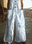 Women Floral Crew Neck Sleeveless Casual Summer Jumpsuit