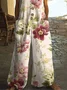 Women Floral Crew Neck Sleeveless Casual Summer Jumpsuit