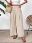 Women Plain Long Elastic Waist Pants Casual Spring/Fall Trousers