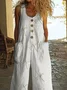 Women Dragonfly Crew Neck Sleeveless Casual Summer Jumpsuit