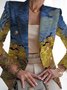 Women Floral Spring/Fall Outerwear Vintage Printing Long Sleeve Regular Blazer