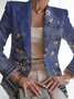 Women Floral Spring/Fall Outerwear Vintage Printing Long Sleeve Regular Blazer