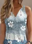 Women Sleeveless Tank Top Camisole Summer Floral Printing V Neck Daily Casual Top
