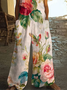 Women Floral Crew Neck Sleeveless Casual Summer Jumpsuit