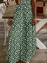 Women Floral Short Sleeve Summer Printing Dress V Neck Daily Casual Maxi X-Line Dress
