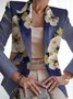 Women Floral Spring/Fall Outerwear Vintage Printing Long Sleeve Regular Blazer