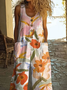 Women Floral Crew Neck Sleeveless Casual Summer Jumpsuit