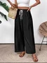 Women Plain Long Elastic Waist Pants Casual Spring/Fall Trousers