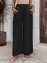 Women Plain Long Elastic Waist Pants Casual Spring/Fall Trousers