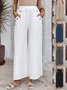 Women Plain Long Elastic Waist Pants Casual Spring/Fall Trousers