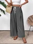 Women Plain Long Elastic Waist Pants Casual Spring/Fall Trousers