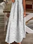 Women Polka Dots Short Sleeve Summer Printing Dress V Neck Daily Casual Maxi X-Line Dress