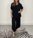Women Plain Two-Piece Set Daily Half Sleeve Vintage Summer Top With Pants Matching Set